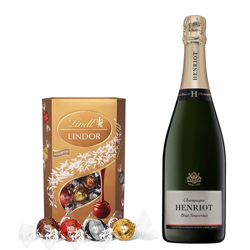 Henriot Brut Souverain Champagne 75cl With Lindt Lindor Assorted Truffles 200g